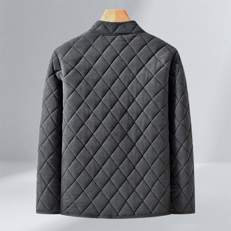 Buddha Stones Winter Casual Tang Style Steppjacke mit Stehkragen, einfarbigem Cord, Herrenjacke mit Taschen - image 1