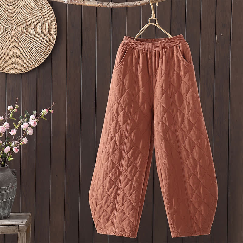Buddha Stones Lässige, geometrische Haremshose mit Kordelzug und Taschen für Damen – ideal für Herbst und Winter - Schokolade - US8-10, UK/AU12-14, EU40-42 (2XL) - image 0