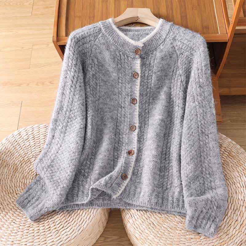 Buddha Stones Lässiger Vintage-Cardigan für Damen aus einfarbiger Baumwolle, mit Knopfleiste, Herbst/Winter - Dunkelgrau - US4-6, UK/AU8-10, EU36-38 (F) - image 0