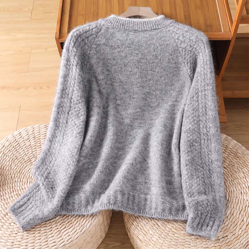 Buddha Stones Lässiger Vintage-Cardigan für Damen aus einfarbiger Baumwolle, mit Knopfleiste, Herbst/Winter - image 1