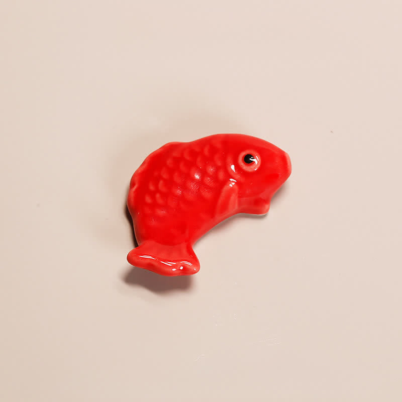 Buddha Stones Handbemalter Keramik-Essstäbchenhalter in Form eines Mini-Koi-Fisches - Rot, ca. 5,0 × 3,5 × 1,0 cm - Keramik - image 5