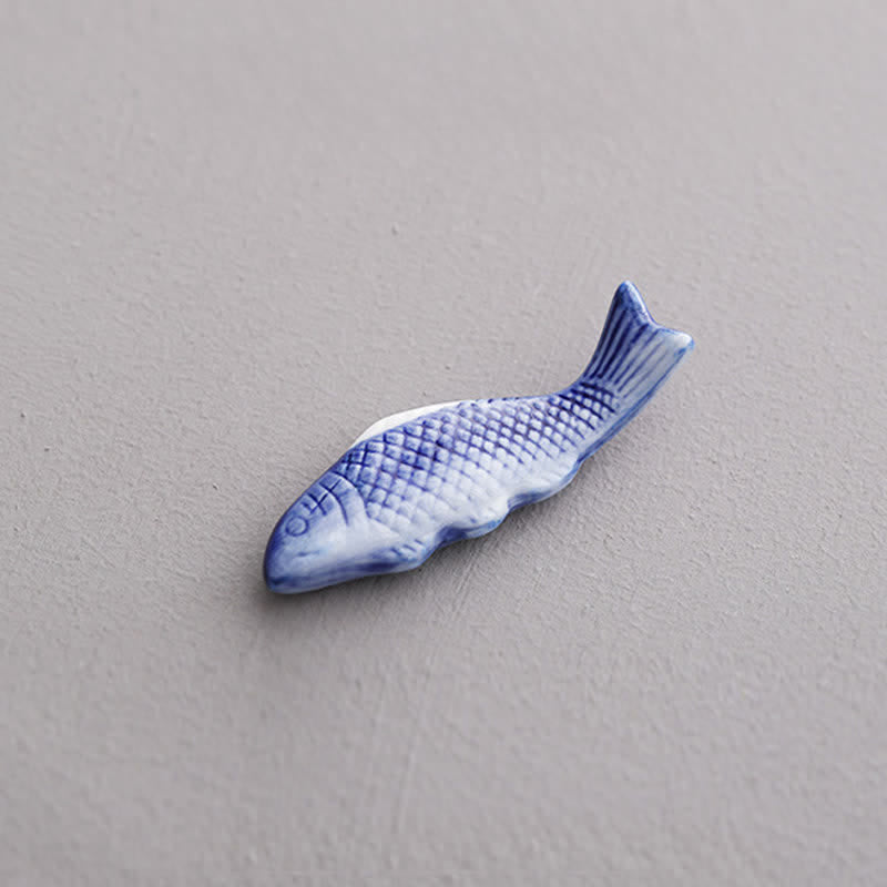 Buddha Stones Blauer und weißer grüner Keramik-Essstäbchenhalter in Fischform - Koi-Karpfen, ca. 7,8 × 2,5 × 1,5 cm - Keramik - image 4