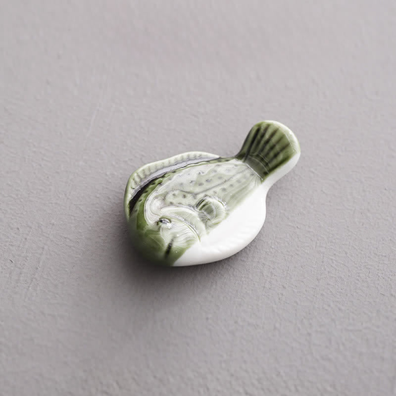 Buddha Stones Blauer und weißer grüner Keramik-Essstäbchenhalter in Fischform - Tilapia, ca. 6,2 × 4,0 × 1,5 cm - Keramik - image 13