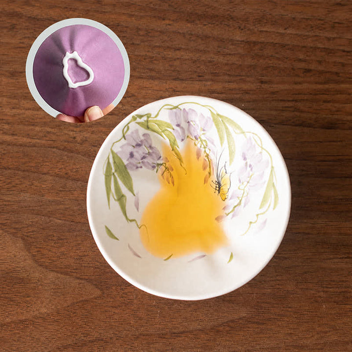 Buddha Stones Handbemalte Keramik-Teetasse mit Katzen- und Blumenmuster, 30 ml - Glyzinien und Schmetterlinge - Ca. 30 ml - image 6
