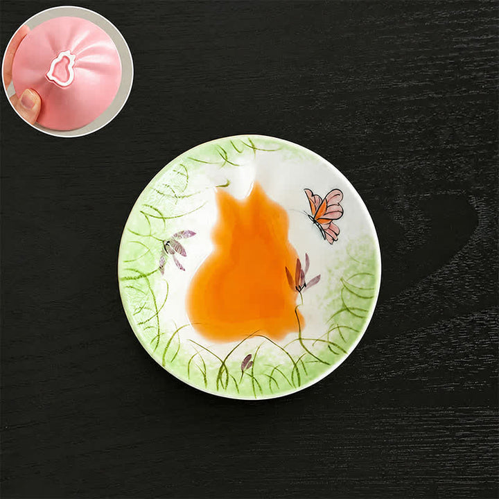 Buddha Stones Handbemalte Keramik-Teetasse mit Katzen- und Blumenmuster, 30 ml - Schmetterlinge tanzen über grünem Gras - Ca. 30 ml - image 22