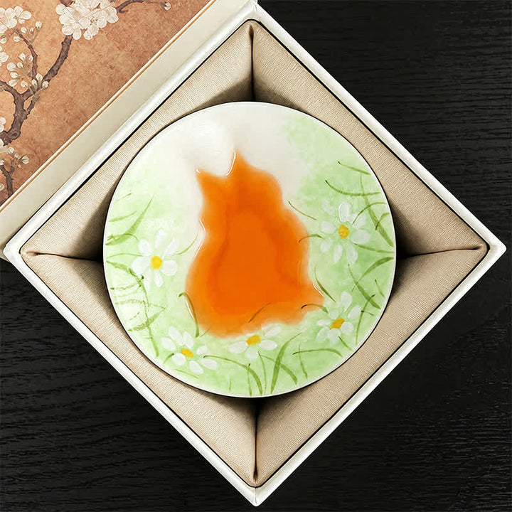 Buddha Stones Handbemalte Keramik-Teetasse mit Katzen- und Blumenmuster, 30 ml - Gänseblümchen im Wind (Geschenkbox) - Ca. 30 ml - image 25