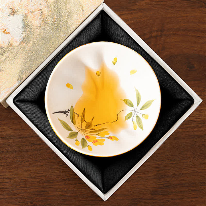 Buddha Stones Handbemalte Keramik-Teetasse mit Katzen- und Blumenmuster, 30 ml - Duftender Gold-Osmanthus (Geschenkbox) - Ca. 30 ml - image 29