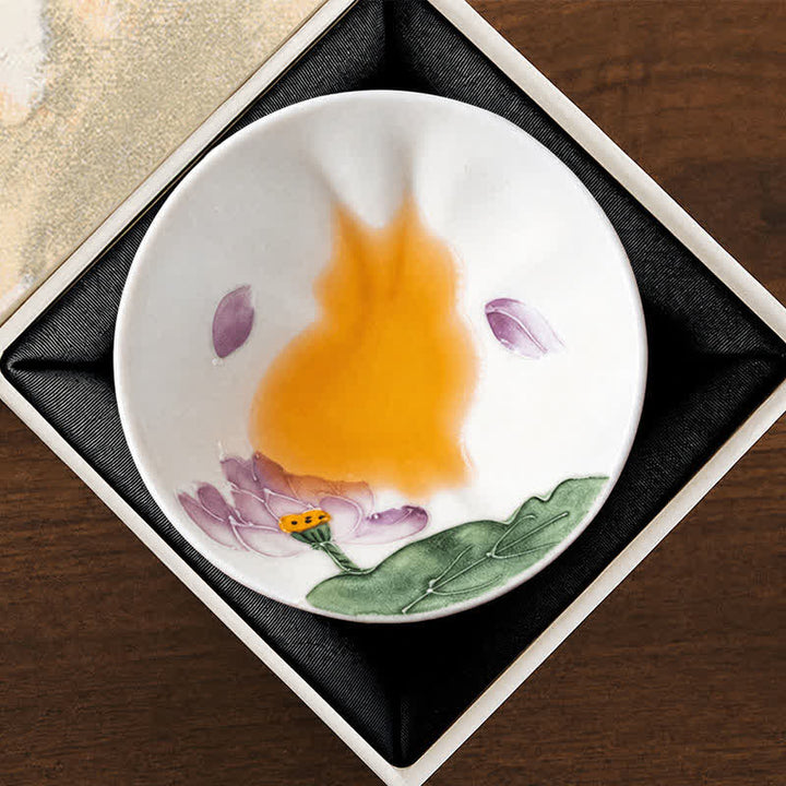 Buddha Stones Handbemalte Keramik-Teetasse mit Katzen- und Blumenmuster, 30 ml - Lotus-Duft (Geschenkbox) - Ca. 30 ml - image 33