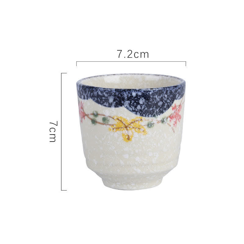Buddha Stones Handbemalte Teetasse aus Keramik mit Lotusblumen-, Vogel-, Koi- und Weidenmuster, 150 ml - Mehrfarbig, ca. 7,2 × 7 cm - 101-200 ml - image 1