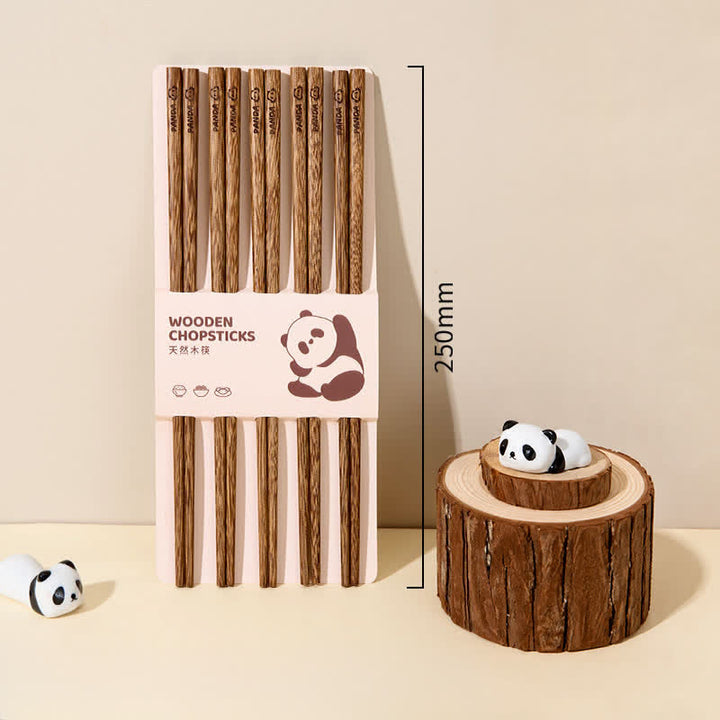 Buddha Stones Essstäbchen-Set aus Wengeholz, rotem Sandelholz und Erdungspanda - 5 Paar/Packung Essstäbchen aus Wengeholz - image 12