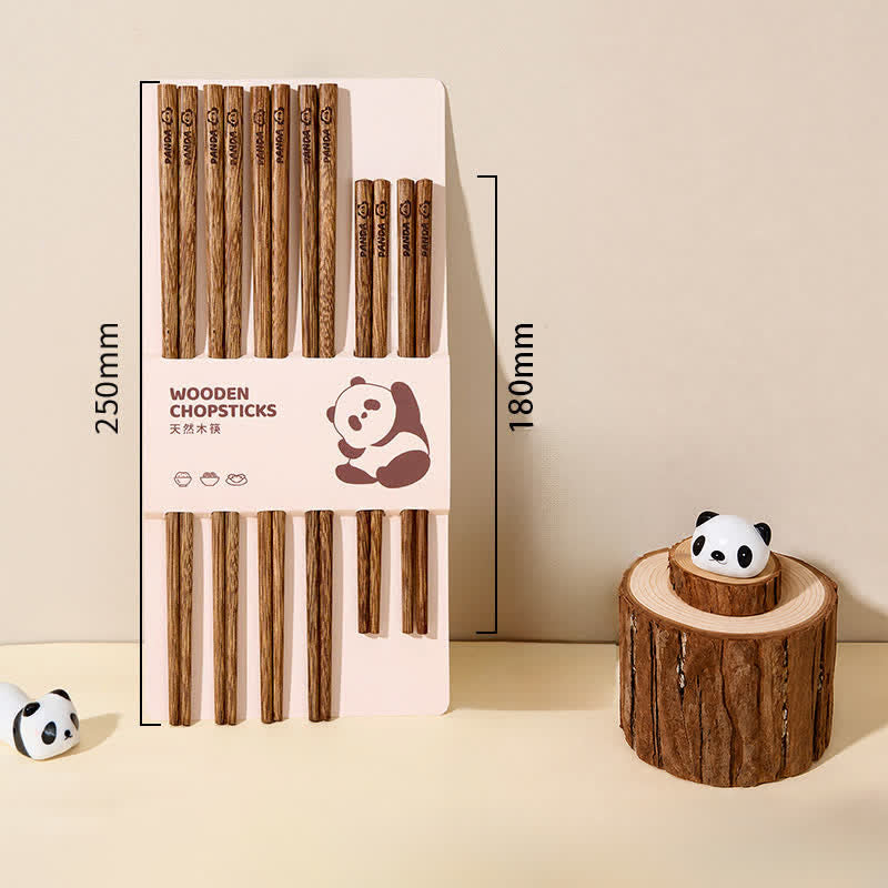 Buddha Stones Essstäbchen-Set aus Wengeholz, rotem Sandelholz und Erdungspanda - 6 Paar/Packung Essstäbchen aus Wengeholz (4 Erwachsene + 2 Kinder) - image 17