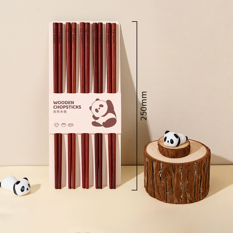 Buddha Stones Essstäbchen-Set aus Wengeholz, rotem Sandelholz und Erdungspanda - 5 Paar/Packung Essstäbchen aus rotem Sandelholz - image 10