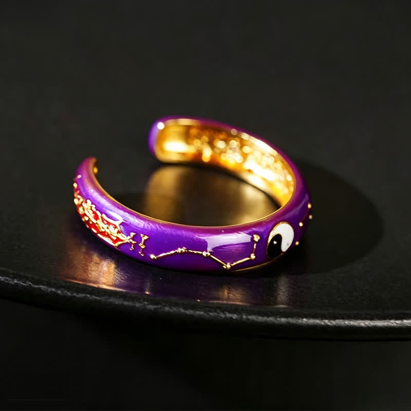 Buddha Stones Kupfer Yin Yang Lila Großer Wagen Design Balance Offener Ring - image 1