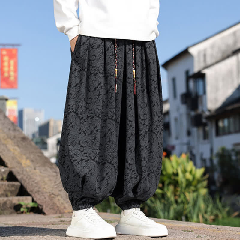 Buddha Stones Lässige Vintage-Cordhose mit Kordelzug und Blumenmuster für Herren, ideal für Frühling und Herbst, mit Taschen - image 1