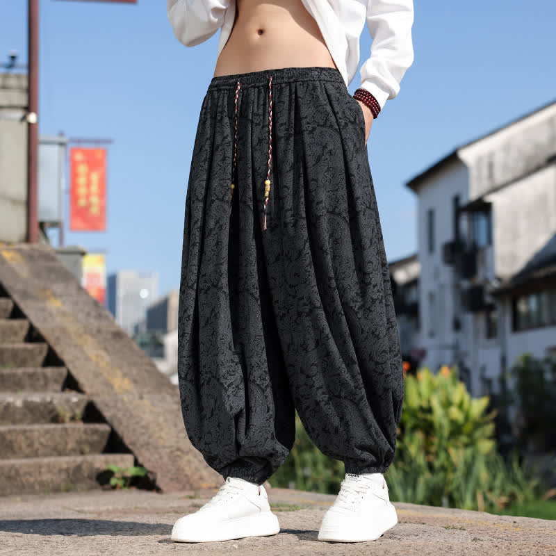 Buddha Stones Lässige Vintage-Cordhose mit Kordelzug und Blumenmuster für Herren, ideal für Frühling und Herbst, mit Taschen - Schwarz - US/ UK/AU52, EU62 (8XL) - image 0