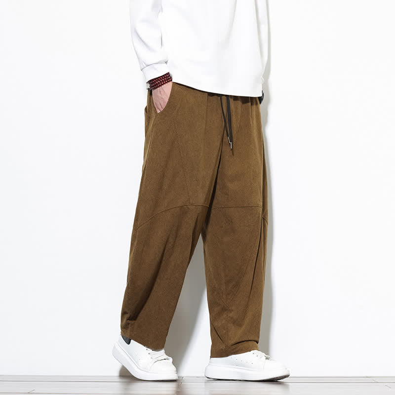 Buddha Stones Klassische, schlichte Cordhose mit Kordelzug und Tasche für Herren. - image 1