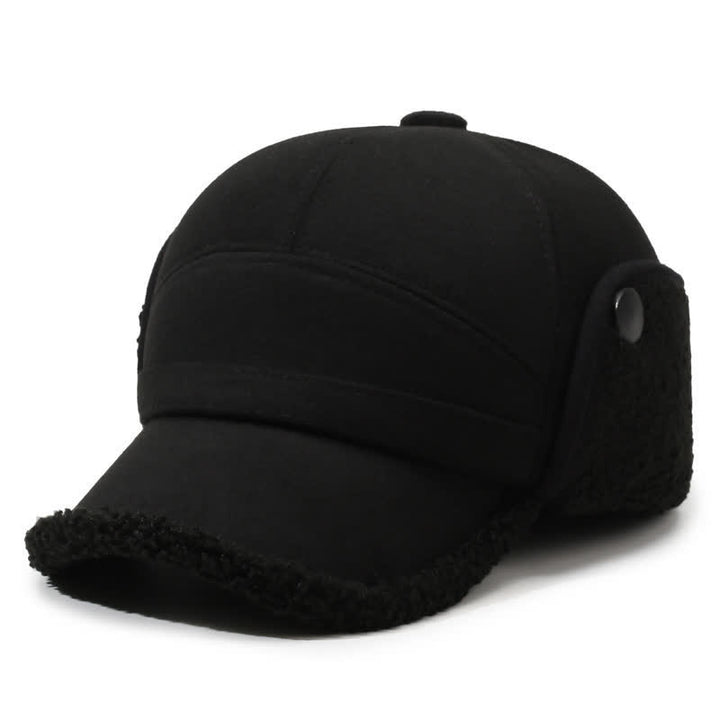 Buddha Stones Wintermütze mit Plüschbesatz und Ohrenklappe im Baseball-Stil für Herren - Schwarz mit schwarzem Fell - Kopfumfang ca. 58 cm - image 11