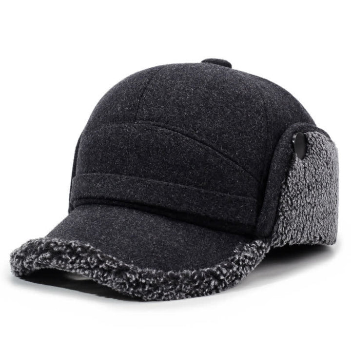 Buddha Stones Wintermütze mit Plüschbesatz und Ohrenklappe im Baseball-Stil für Herren - Grau - Kopfumfang ca. 58 cm - image 0