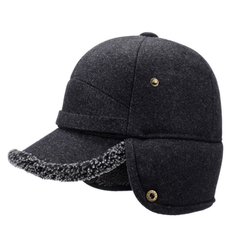 Buddha Stones Wintermütze mit Plüschbesatz und Ohrenklappe im Baseball-Stil für Herren - image 1
