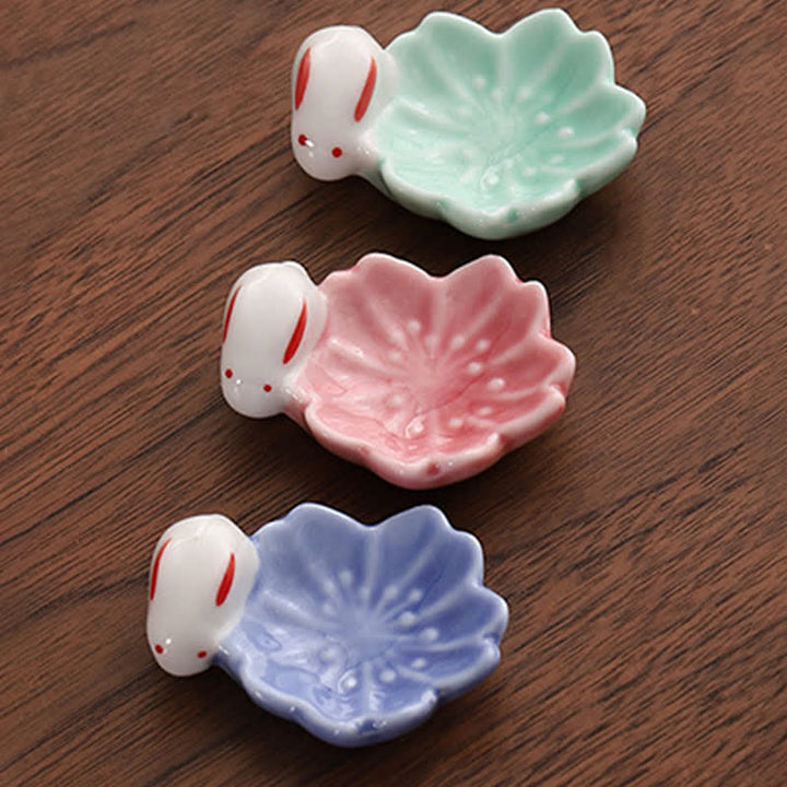 Buddha Stones Kleiner Essstäbchenhalter aus Keramik im Sakura-Hasen-Stil - image 14