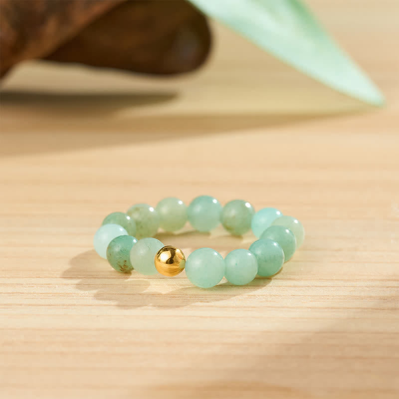 Buddha Stones 3-teiliger Entspannungsring aus Amazonit, Jaspis und indischem Achat - image 1