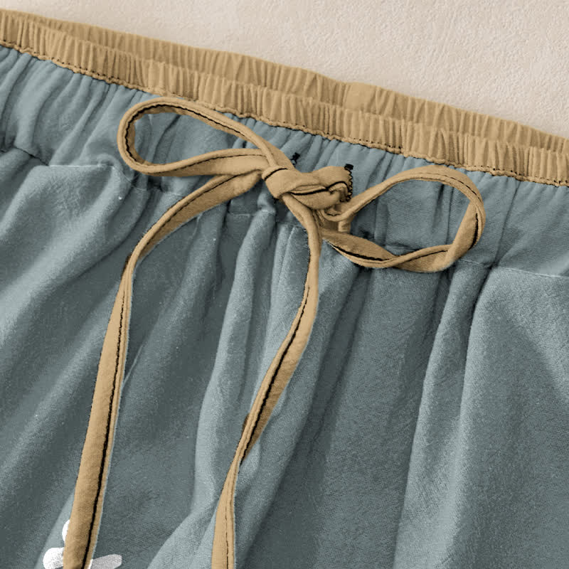 Buddha Stones Damenhose aus reiner Baumwolle mit Schmetterlingsmuster, elastischem Bund und Taschen - image 1