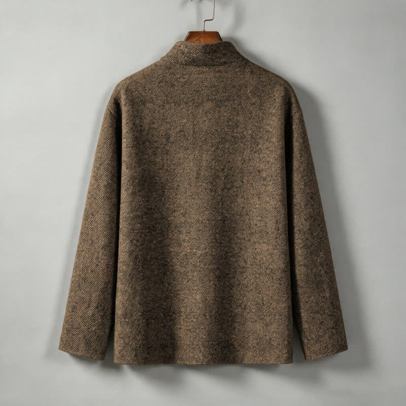 Buddha Stones Klassische Herbst-Winter-Herrenjacke im Tang-Stil, Pankou-Jacke, einfarbig, mit Taschen - image 1
