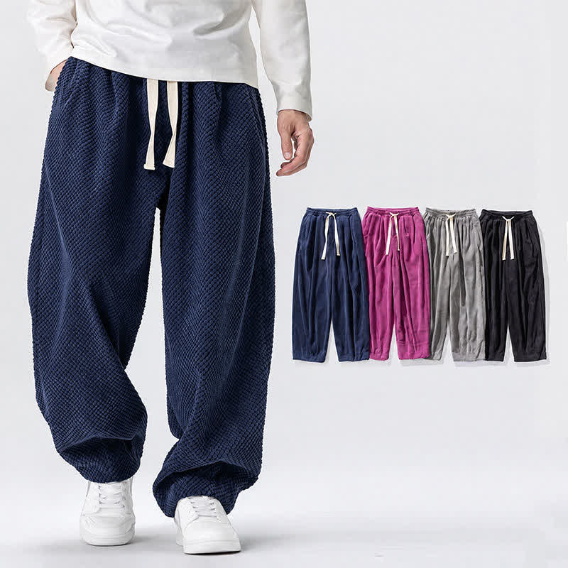 Buddha Stones Klassische, einfarbige Cordhose mit Kordelzug und Taschen für Herren – ideal für den Herbst - image 0
