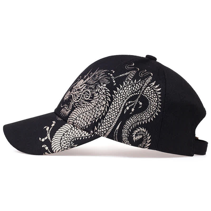 Buddha Stones Frühling/Sommer Drachenstickerei Streetwear Herrenmütze - Schwarz - image 1