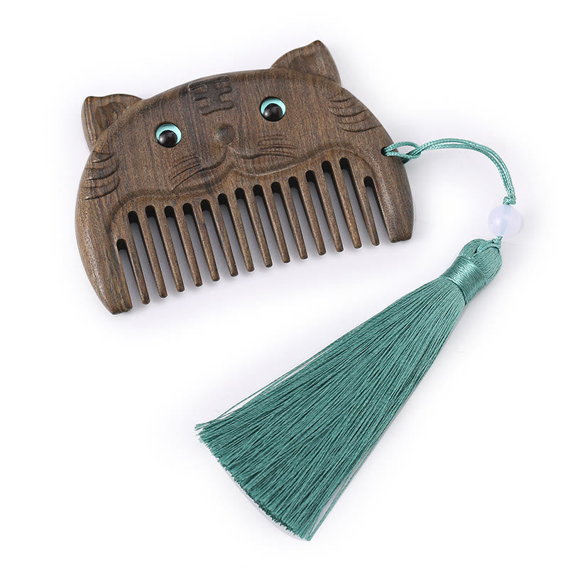 Tragbarer Mini-Kamm mit chinesischem Sternzeichen, grünem Sandelholz, Frieden - image 9