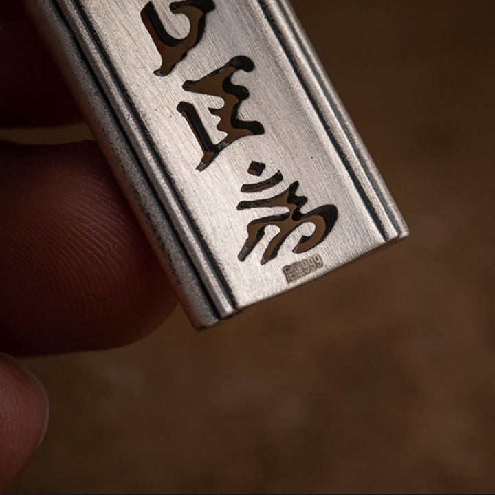 Buddha Stones 999 Sterling Silber Om Mani Padme Hum Halskette mit Lotus-Weisheitsgravur - image 13