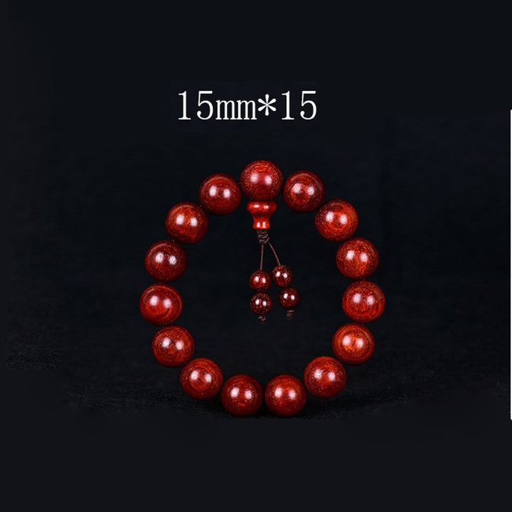 Buddha Stones Tibetisches kleines Blatt-Balance-Armband aus rotem Sandelholz