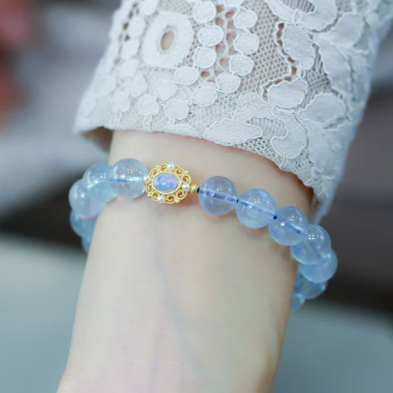 Buddha Stones Natürliches Aquamarin-Rot-Achat-Perlenperlen-Heilungs-Charm-Armband - image 4