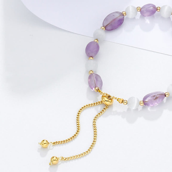 Amethyst Rosa Kristall Schwarz Rutilquarz Spirituelles Bewusstseinsarmband - image 3