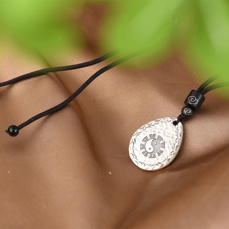 Buddha Stones Vintage 999 Sterling Silber Yin Yang Bagua Wassertropfen Design Balance Harmonie Halskette Anhänger - image 12