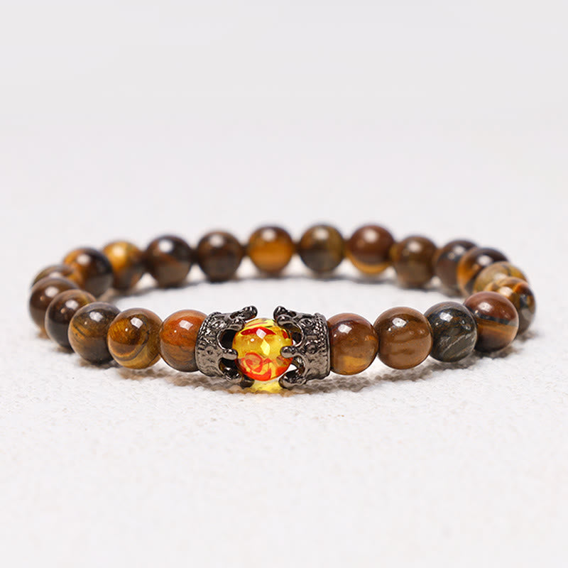 Buddha Stones Naturstein King&amp;Queen Crown Healing Energy Beads Paar Armband