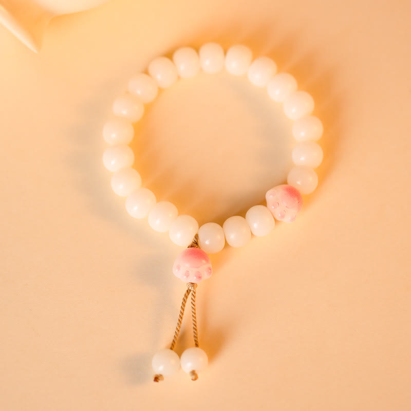 Buddha Stones Natural Bodhi Seed Lovely Paw Lucky Cat Paw Peace Armband - Rosa&String - image 4