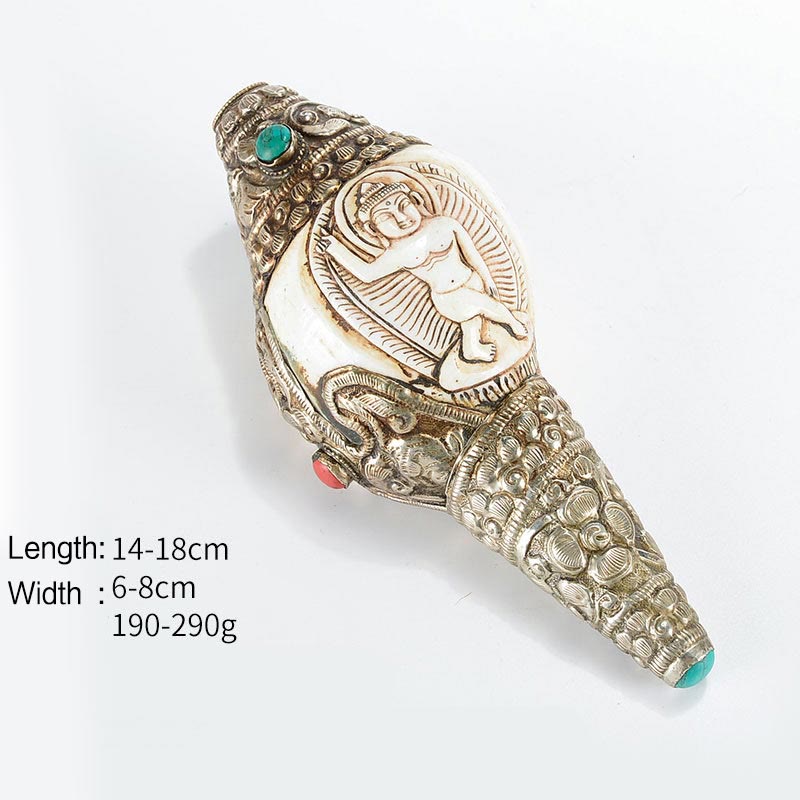 Tibetische handgefertigte gravierte Shankha-Buddha-Muschelmuschel, Reichtum, positive Dekoration - Sakyamuni Buddha - image 17