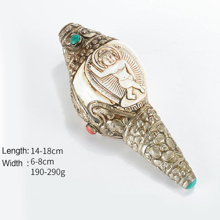 Tibetische handgefertigte gravierte Shankha-Buddha-Muschelmuschel, Reichtum, positive Dekoration - Sakyamuni Buddha - image 17