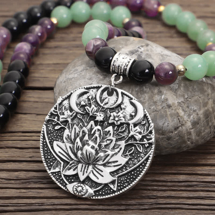 Buddha Stones 108 Mala-Perlen, Amethyst, grüner Aventurin, Lotus, Meditationsarmband - image 3