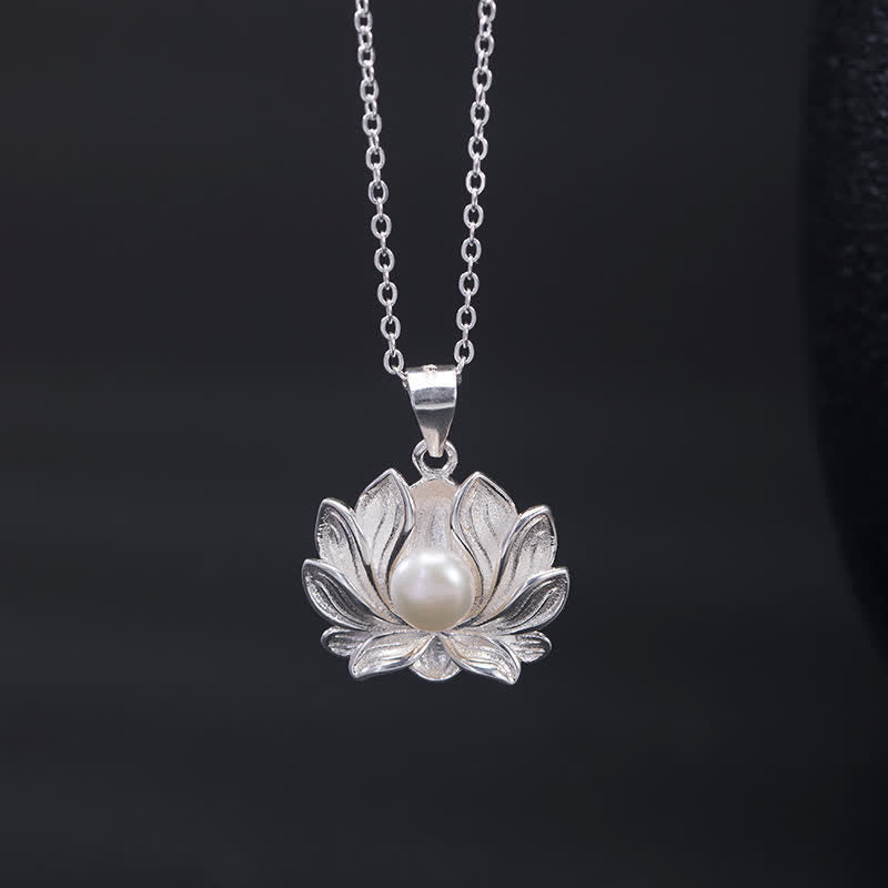 Buddha Stones 925 Sterling Silber Lotusblume Perle Reichtum Halskette Anhänger - image 3
