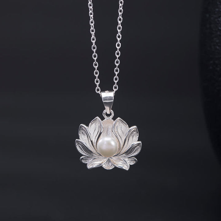 Buddha Stones 925 Sterling Silber Lotusblume Perle Reichtum Halskette Anhänger - image 3