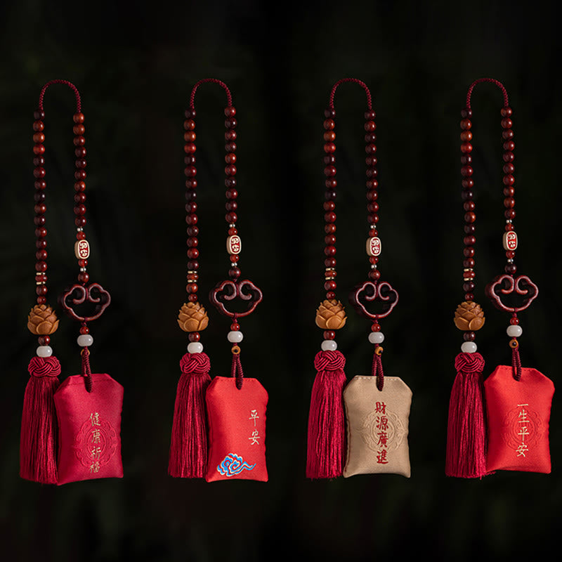 Buddha Stones, tibetisches kleines Blatt, rotes Sandelholz, Lotus, Zinnober, Beutel, Schutzquaste, Auto-Hängedekoration