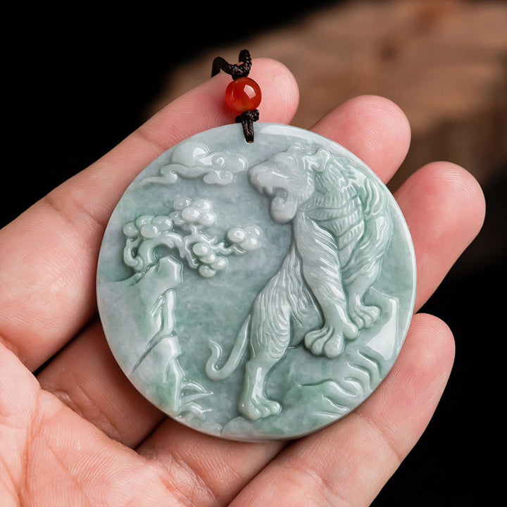 Buddha Stones Chinesisches Sternzeichen Tiger Jade Schutz Halskette String Anhänger - image 5