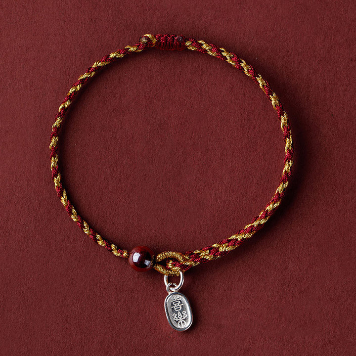 Buddha Stones Handgefertigtes Lotus-Armband aus Rotgold mit Zopfmuster, Motiv: Lotus Peace And Joy