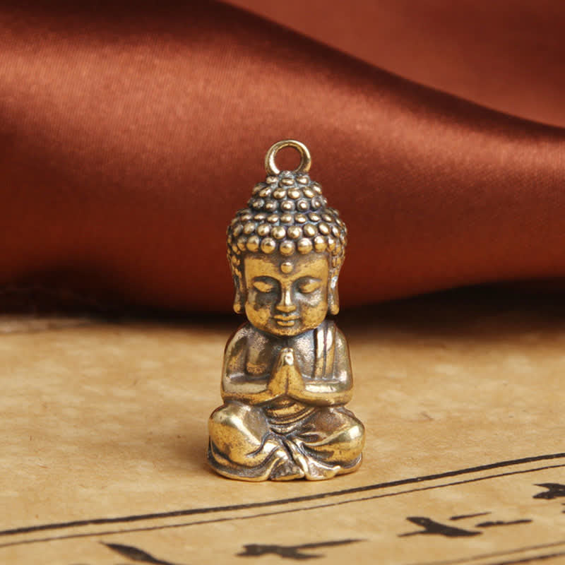 Buddha Mitgefühl Kupfer Schlüsselanhänger Anhänger Dekoration - 14,5 x 31 mm - image 0