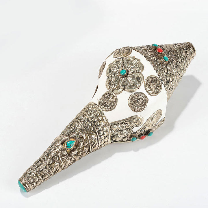 Tibetische natürliche Shankha-Muschelmuschel, Reichtum, Glück, Heimdekoration - Extra große Muschel (31 x 12,5 cm) - image 11