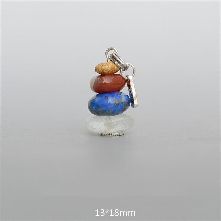 Buddha Stones Zen Cairn Labradorit Verschiedene Kristalle Calm Anhänger Halskette - Landschaftsstein & Roter Achat & Lazurite & Aqua Glasperlen Anhänger 13*18mm - image 17