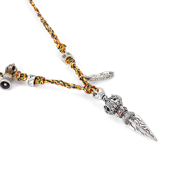 Tibetische handgemachte 925 Sterling Silber Dorje Vajra Om Mani Padme Hum Feder Stärke Halskette Anhänger - image 10