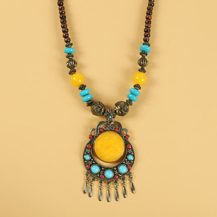 Tibetische Retro-Perlen, Quasten-Haarschmuck, Haarschmuck - Quastengelb - image 9